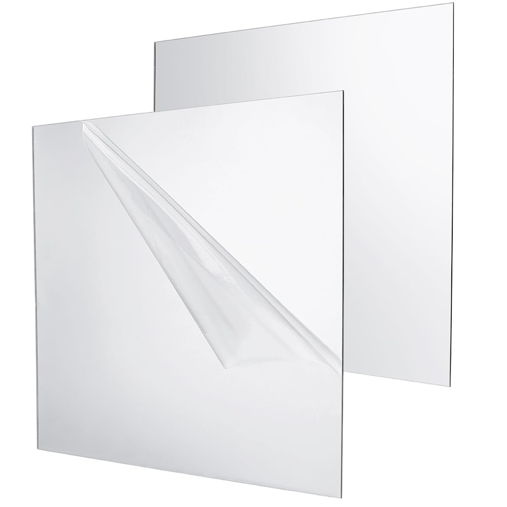 BENECREAT feuilles miroir acrylique argent 30x21cm lot de 2