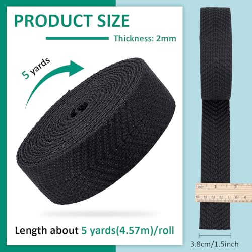 BENECREAT Sangle Jacquard Noire 5m Ruban 38mm Coton