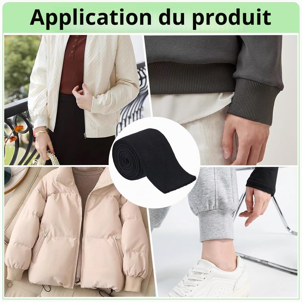BENECREAT bord-côte tricot noir 1,1m poignets veste