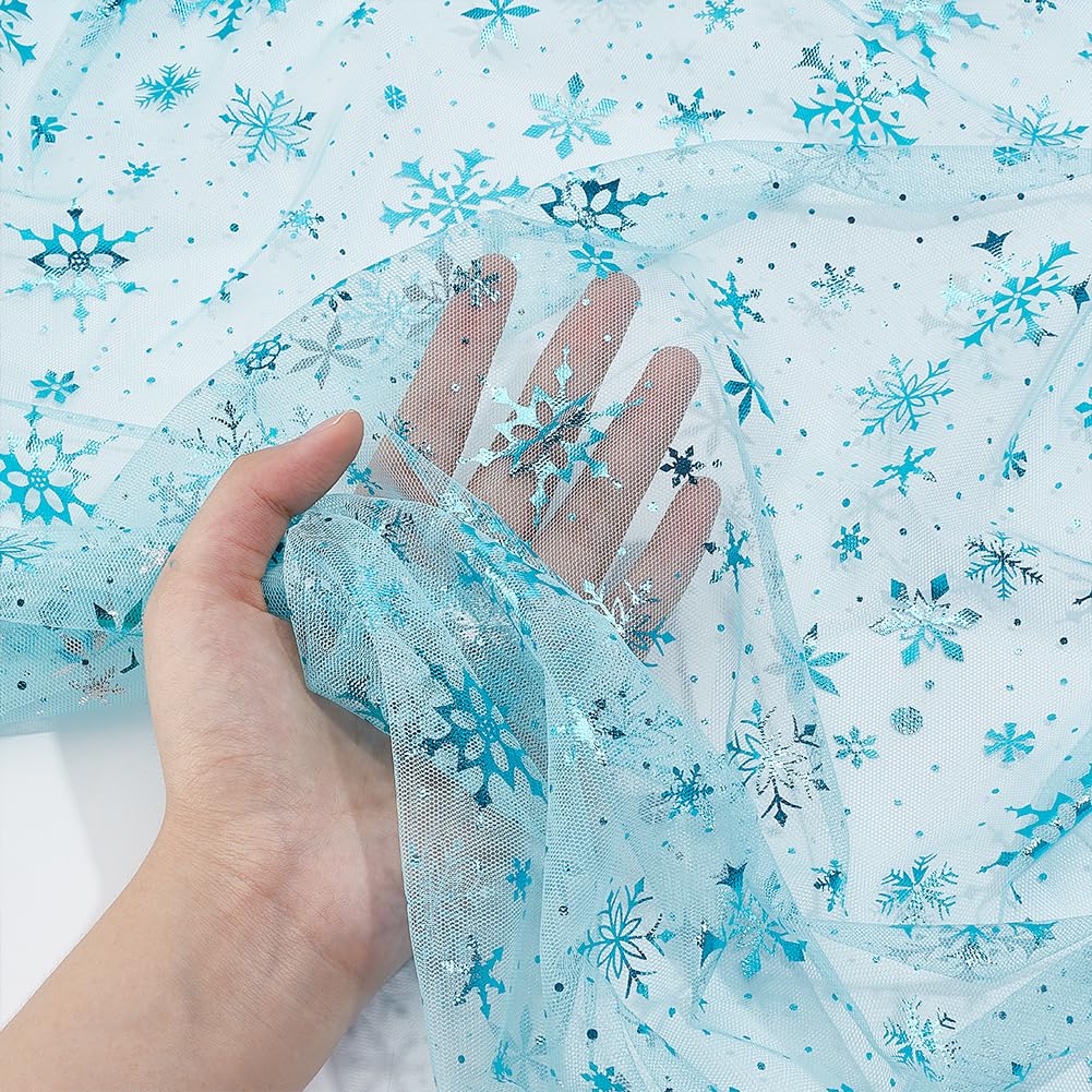 BENECREAT tulle flocon neige bleu ciel 3x1,5 m