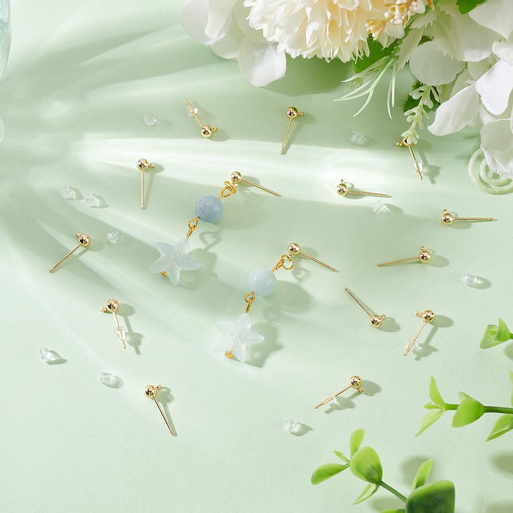 BENECREAT Clous Oreilles Boule Doré 50 pcs