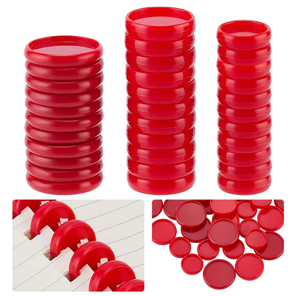 BENECREAT Disques Reliure Plastique Rouges 33pcs 15.5/21/24mm