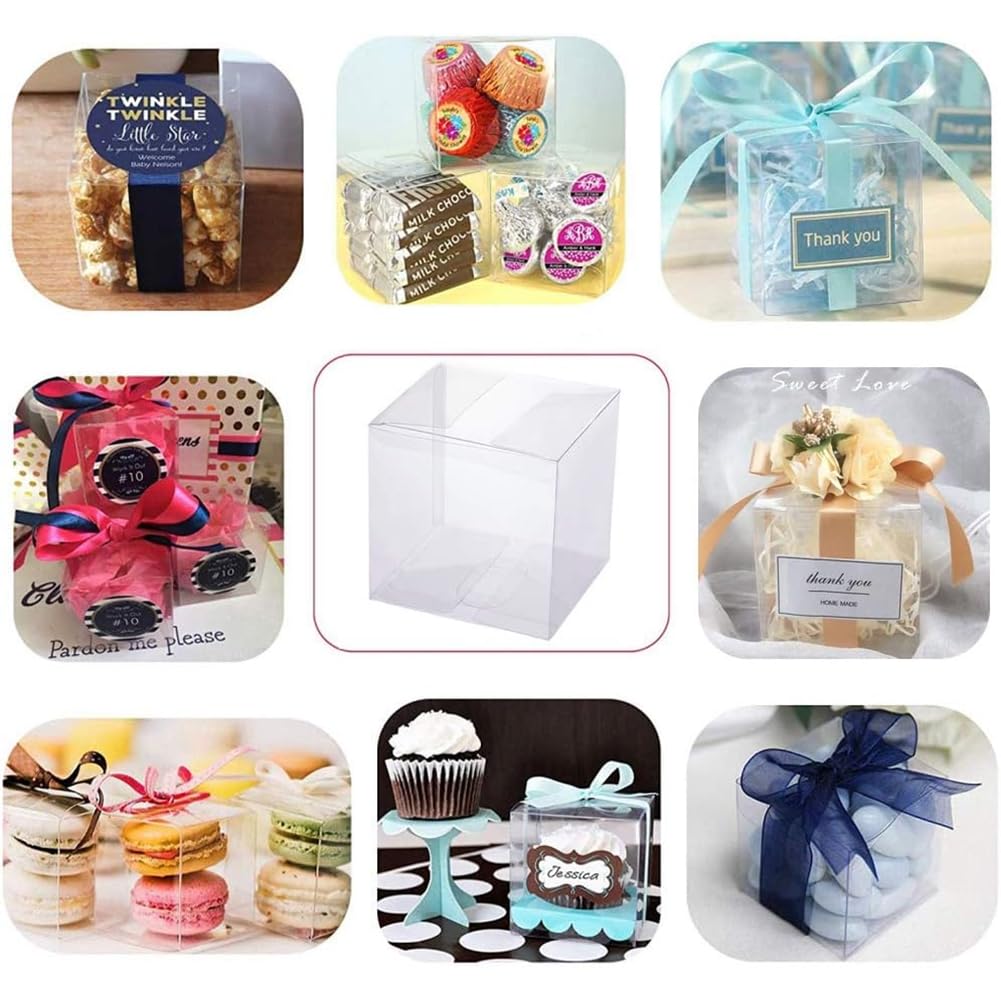 BENECREAT boîte cube transparente 4x4x4cm 120 pcs dragées