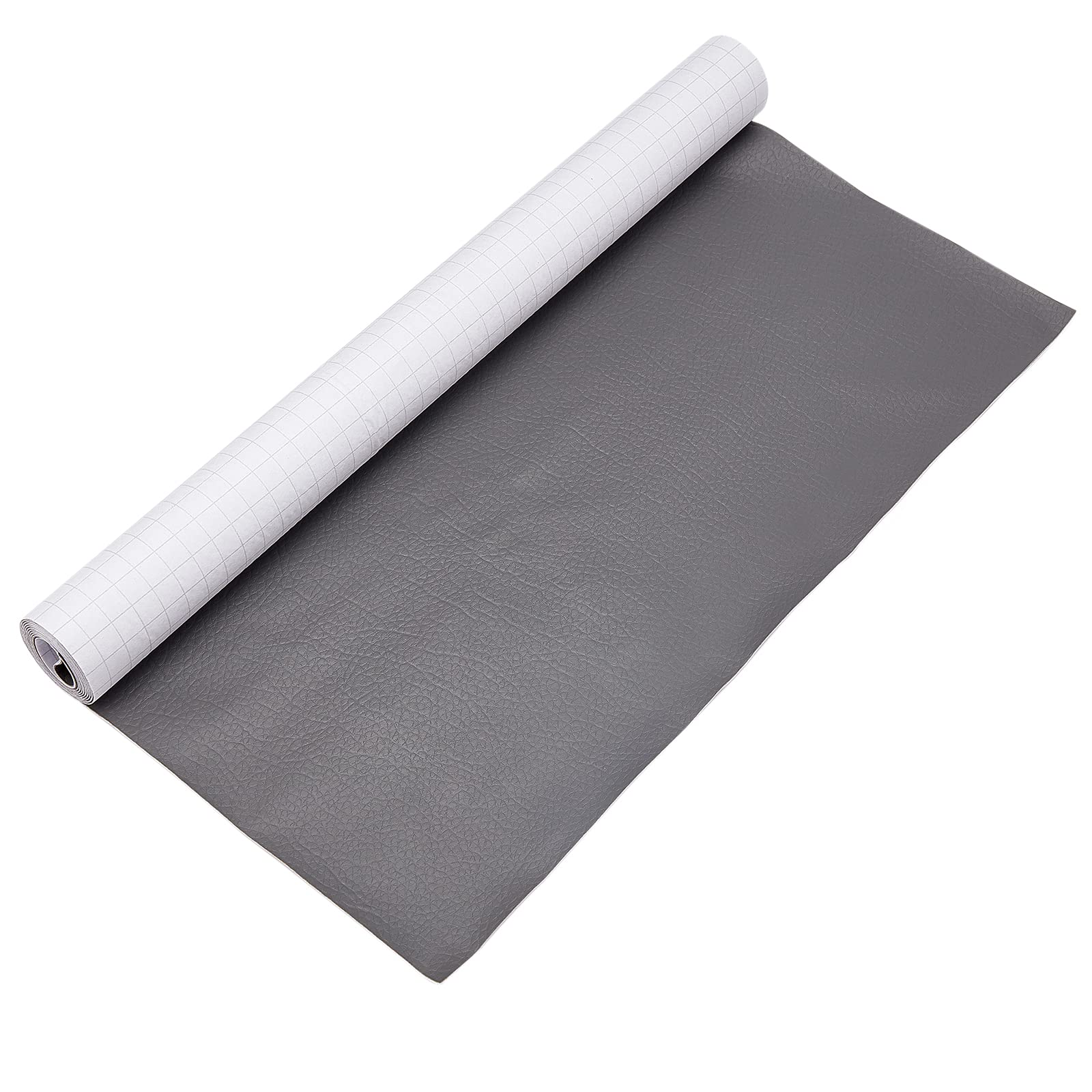 BENECREAT Patch Cuir Synthétique Gris Litchi 120x40 cm