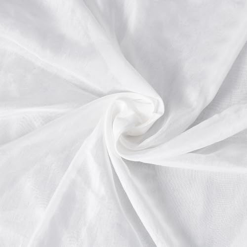 BENECREAT Tissu Organza Soie Blanc Pur 1mx1,4m
