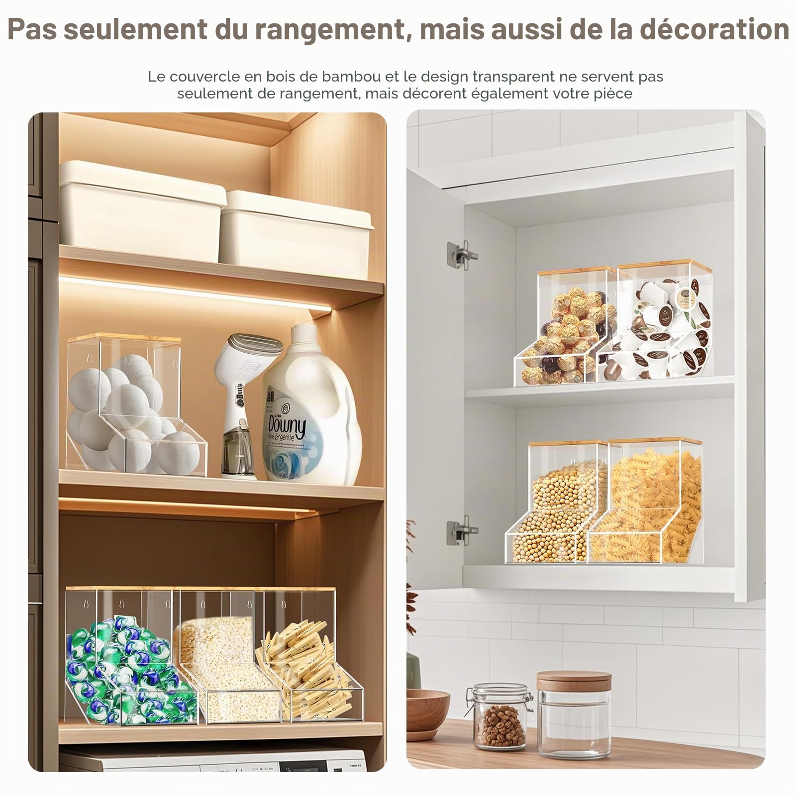 JYPS Boîte Lessive Acrylique Trapèze XL Transparente Couvercle