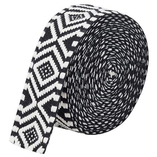 BENECREAT Ruban Jacquard Ethnique Noir 4,5m 38mm
