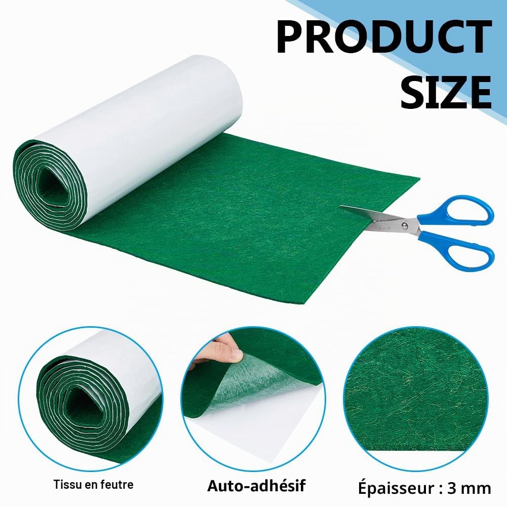 BENECREAT rouleau feutre tissu feutre vert 2 m x 30 cm