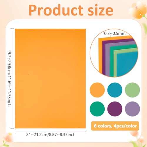 BENECREAT feuilles PVC souple A4 givré 6 couleurs 24 pcs