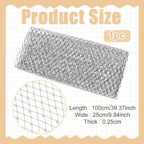 BENECREAT Tulle Filet Perles Noir 100x25cm Voile Mariage