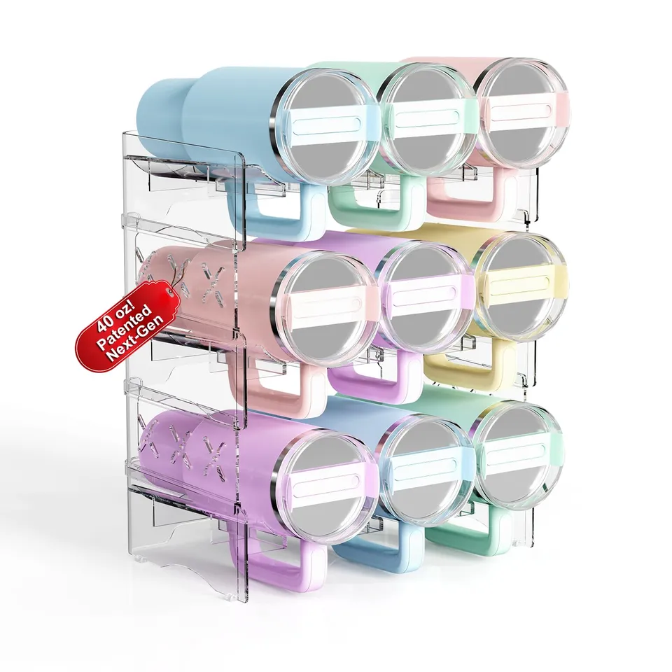 JYPS Porte-bouteilles empilable 3 niveaux 9 bouteilles transparent