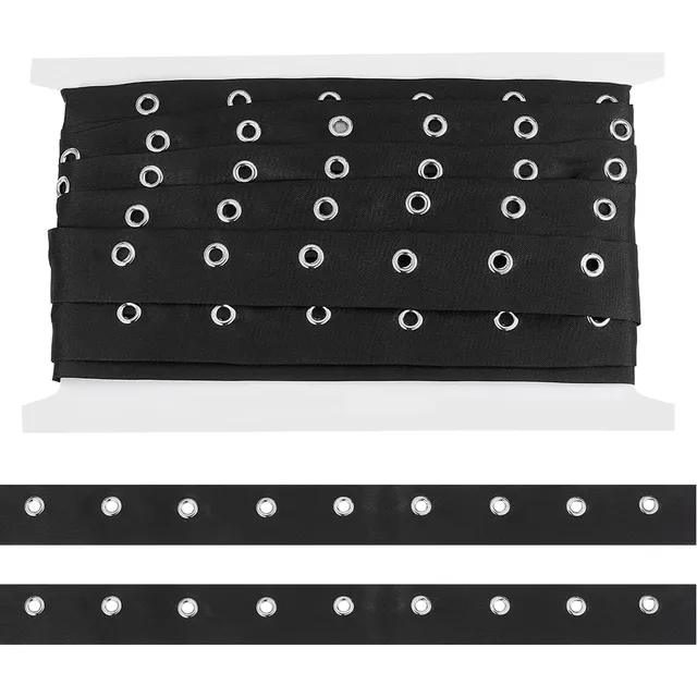 BENECREAT Ruban À Œillets Noir 4,5m 25mm Argent