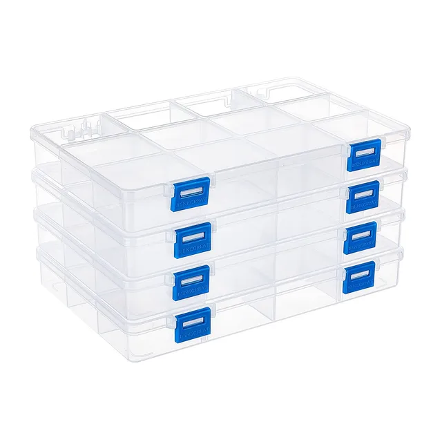 BENECREAT Boîte rangement plastique 12 grilles lot 4