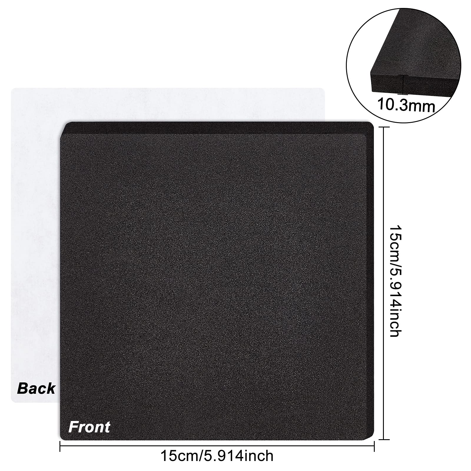 BENECREAT feuille mousse EVA noire adhésive 15x15cm 8 pcs
