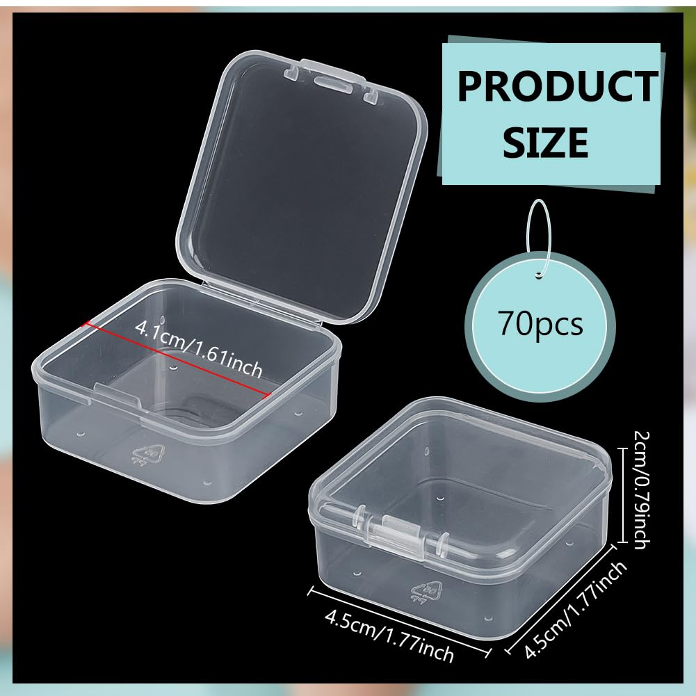 BENECREAT Mini Boîtes Perles Plastique Transparent 70pcs 4,5cm