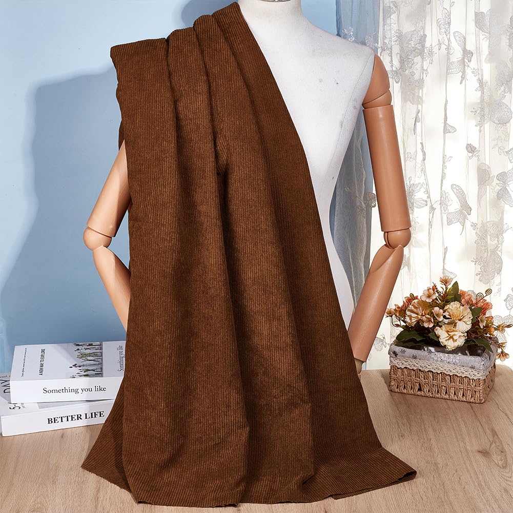 BENECREAT Tissu Velours Côtelé Marron Selle 2x1,55 m