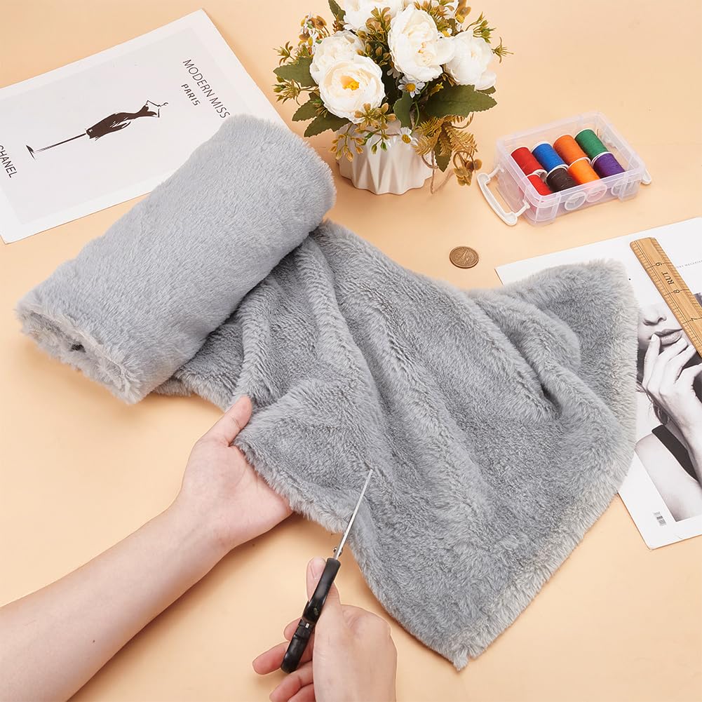 BENECREAT Tissu fausse fourrure gris foncé 160x50cm poils courts