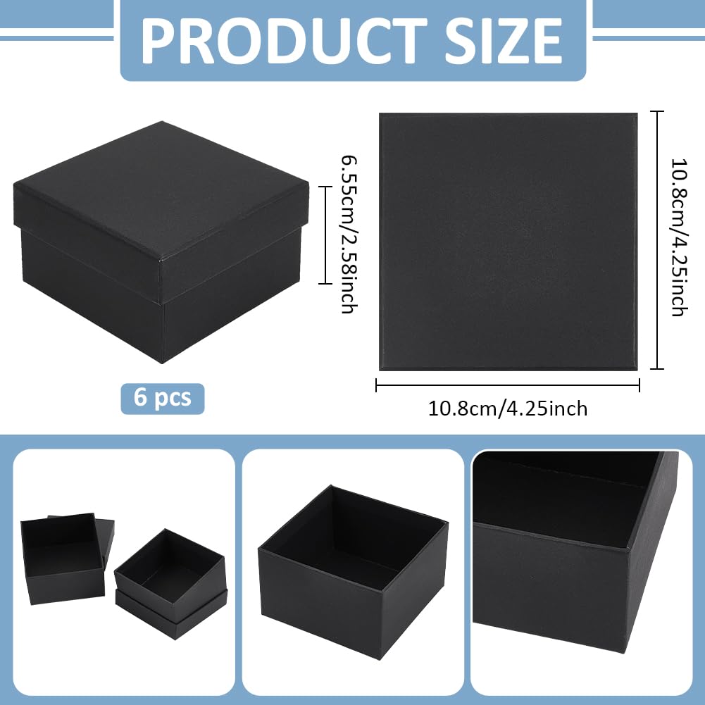 BENECREAT Boîte montre carton noir avec couvercle x6