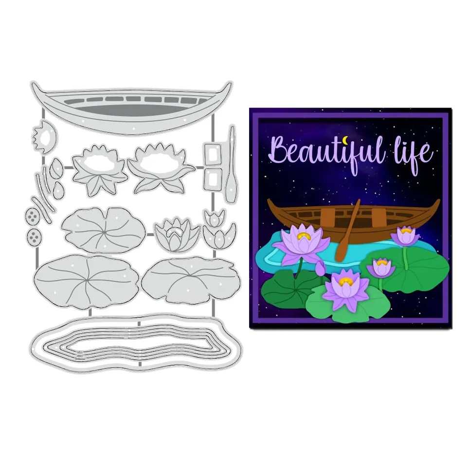 BENECREAT Lotus dies de découpe scrapbooking 10x13,3cm