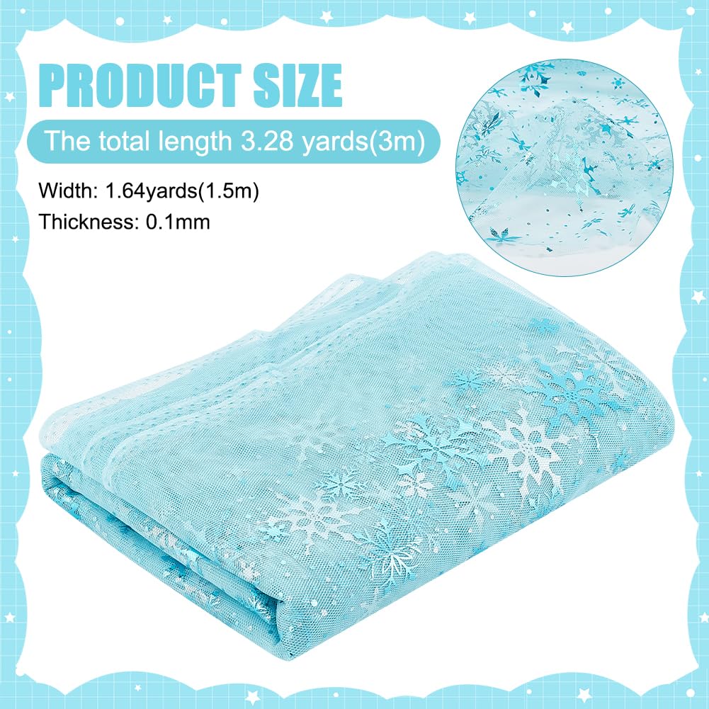 BENECREAT tulle flocon neige bleu ciel 3x1,5 m