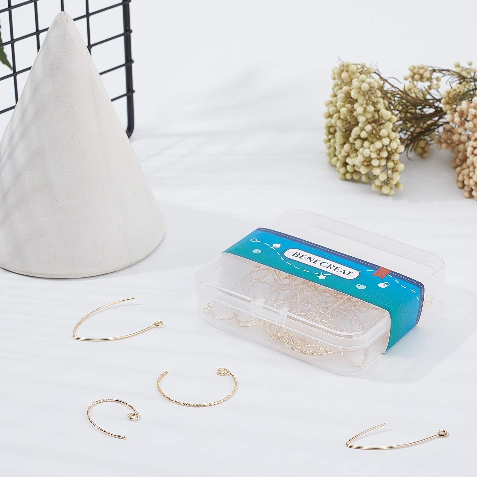 BENECREAT Crochets Boucles d'Oreilles Type 6 Plaqué Or 18K