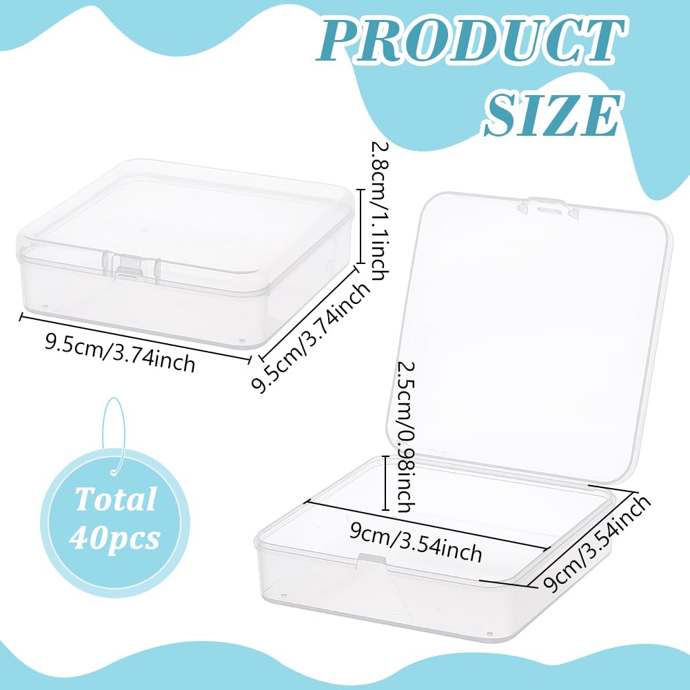 BENECREAT Mini boîtes carrées 9,5cm transparentes 40 pcs