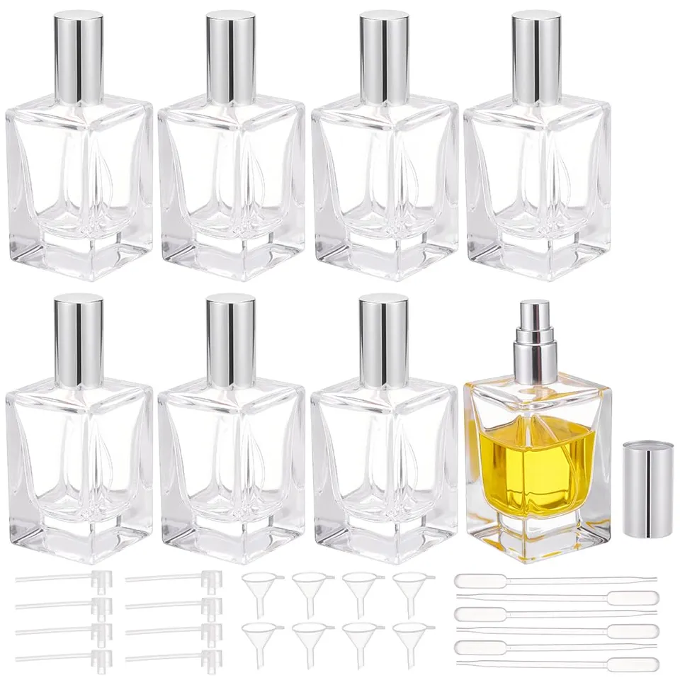 BENECREAT 8 flacons parfum verre 30ml platine rechargeables
