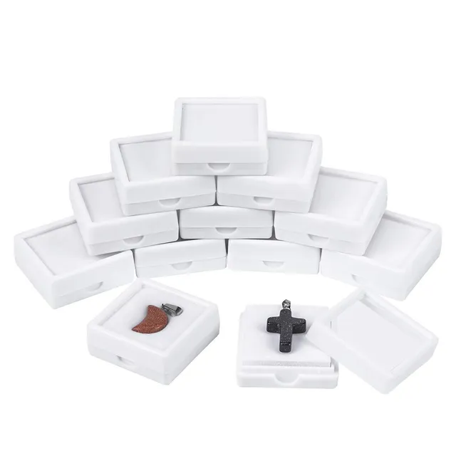 BENECREAT boîte bijoux blanc 4x4x1,5cm lot 24 velours