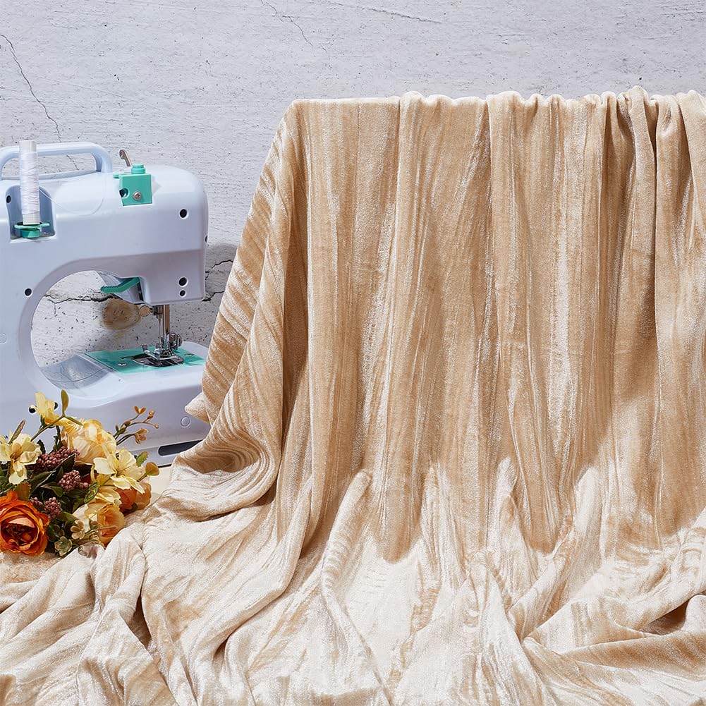BENECREAT Tissu velours beige polyélasthanne 1x1,7m