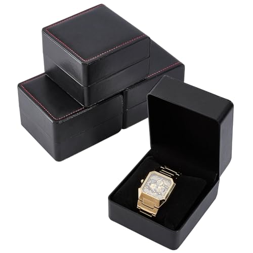 BENECREAT Étui Montre Cuir PU Noir 10x11cm Lot 4