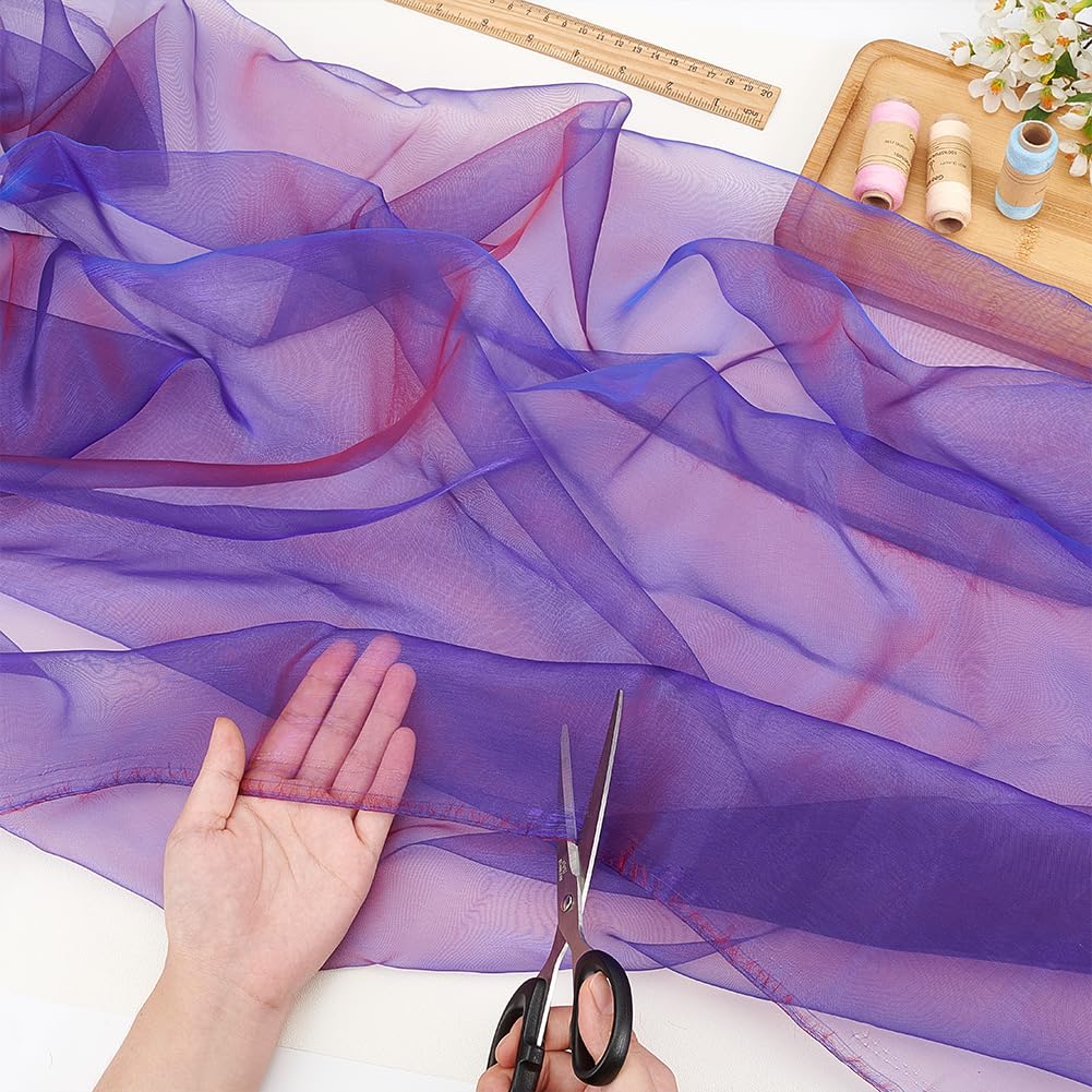BENECREAT Tissu organza bicolore bleu roi 152 cm x 3 m
