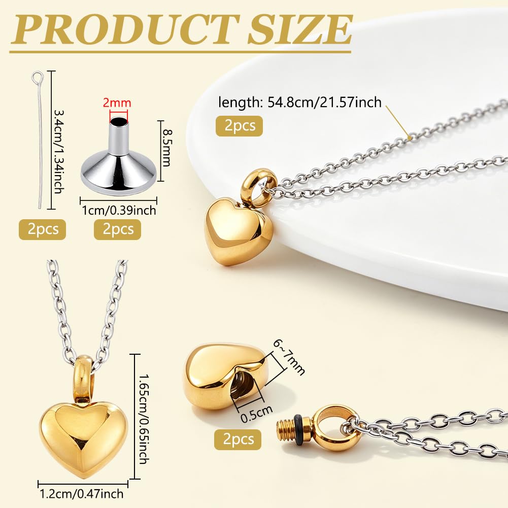BENECREAT Pendentif Cœur Doré Médaillon Acier Lot de 2