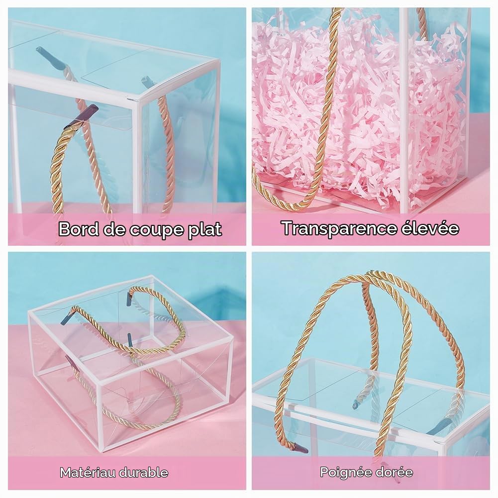 BENECREAT Boîtes dragées transparentes bordure blanche x10