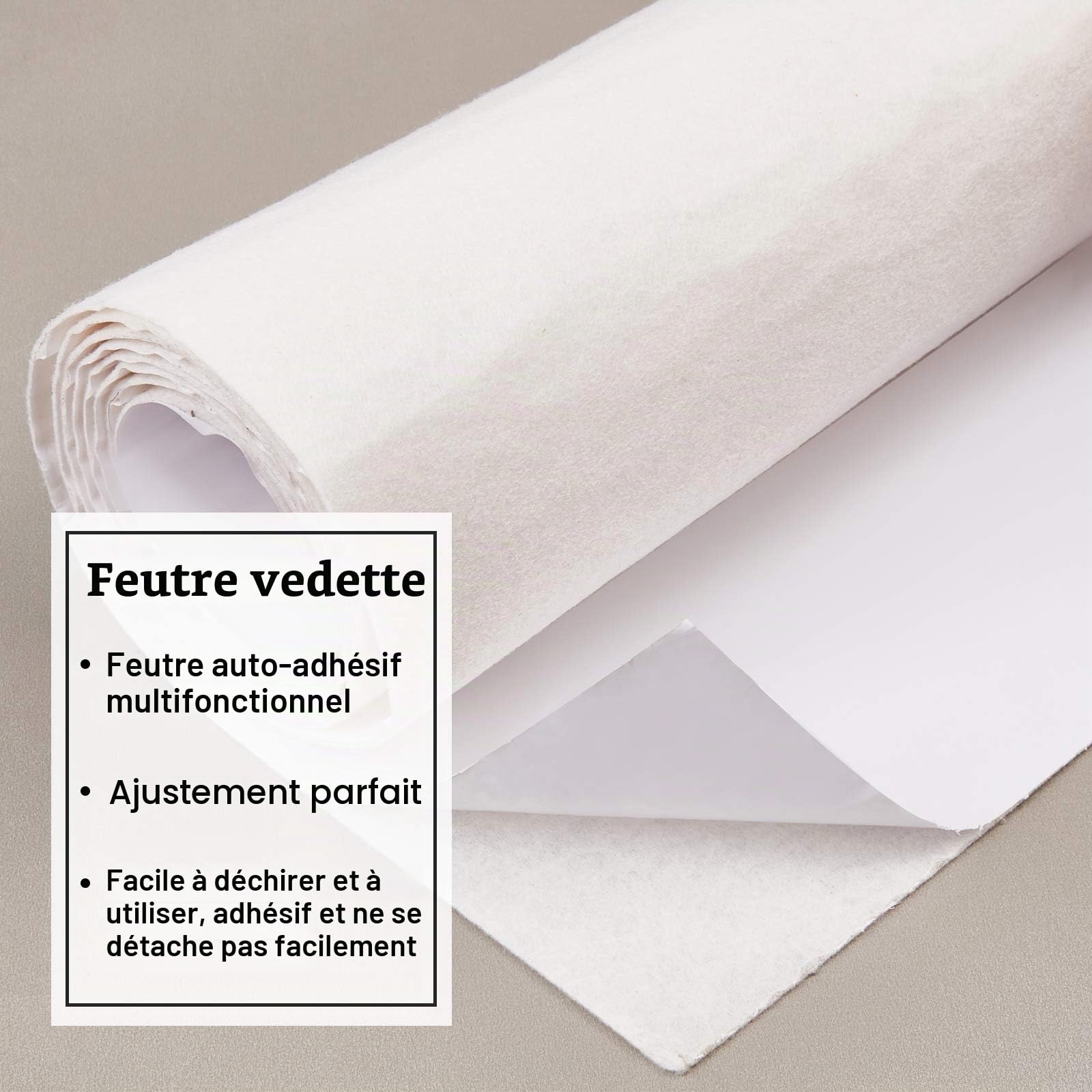 BENECREAT Feutrine Adhésive Beige 40cmx2m 1mm Rouleau