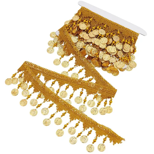 BENECREAT Frange Sequins Pièce Or 88mm x 4,5m couture
