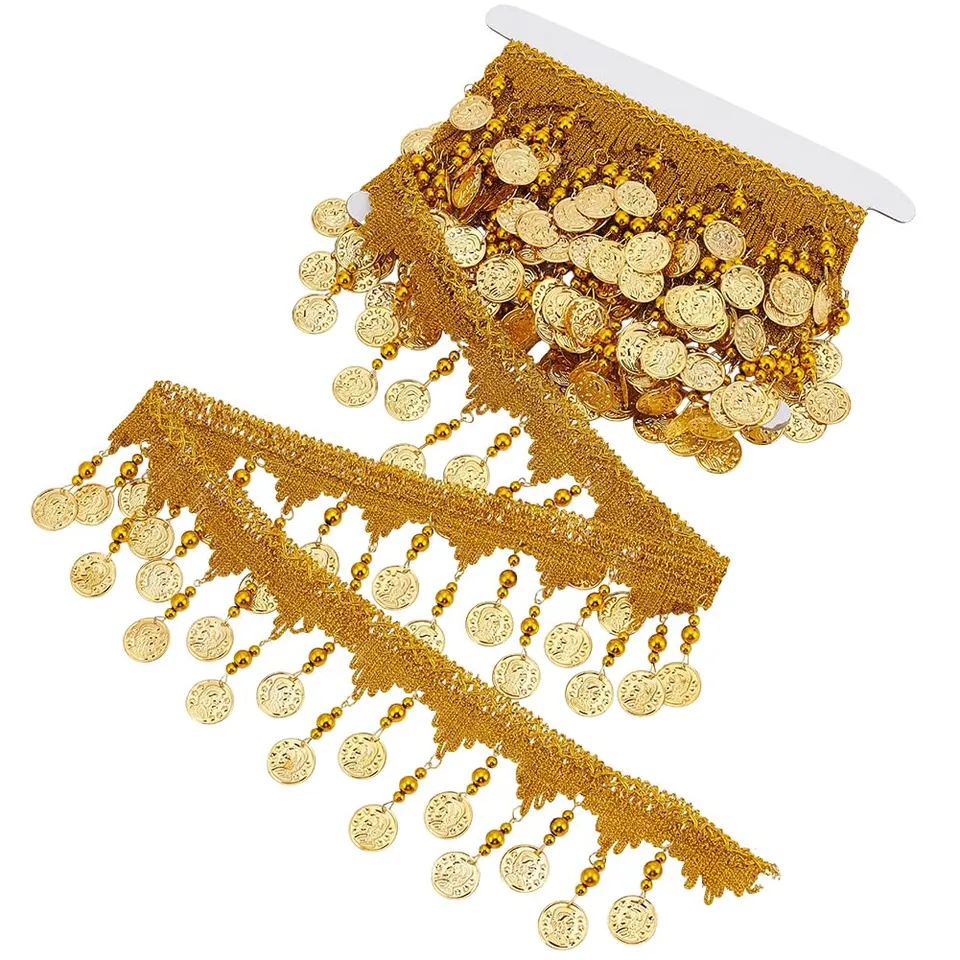 BENECREAT Frange Sequins Pièce Or 88mm x 4,5m couture