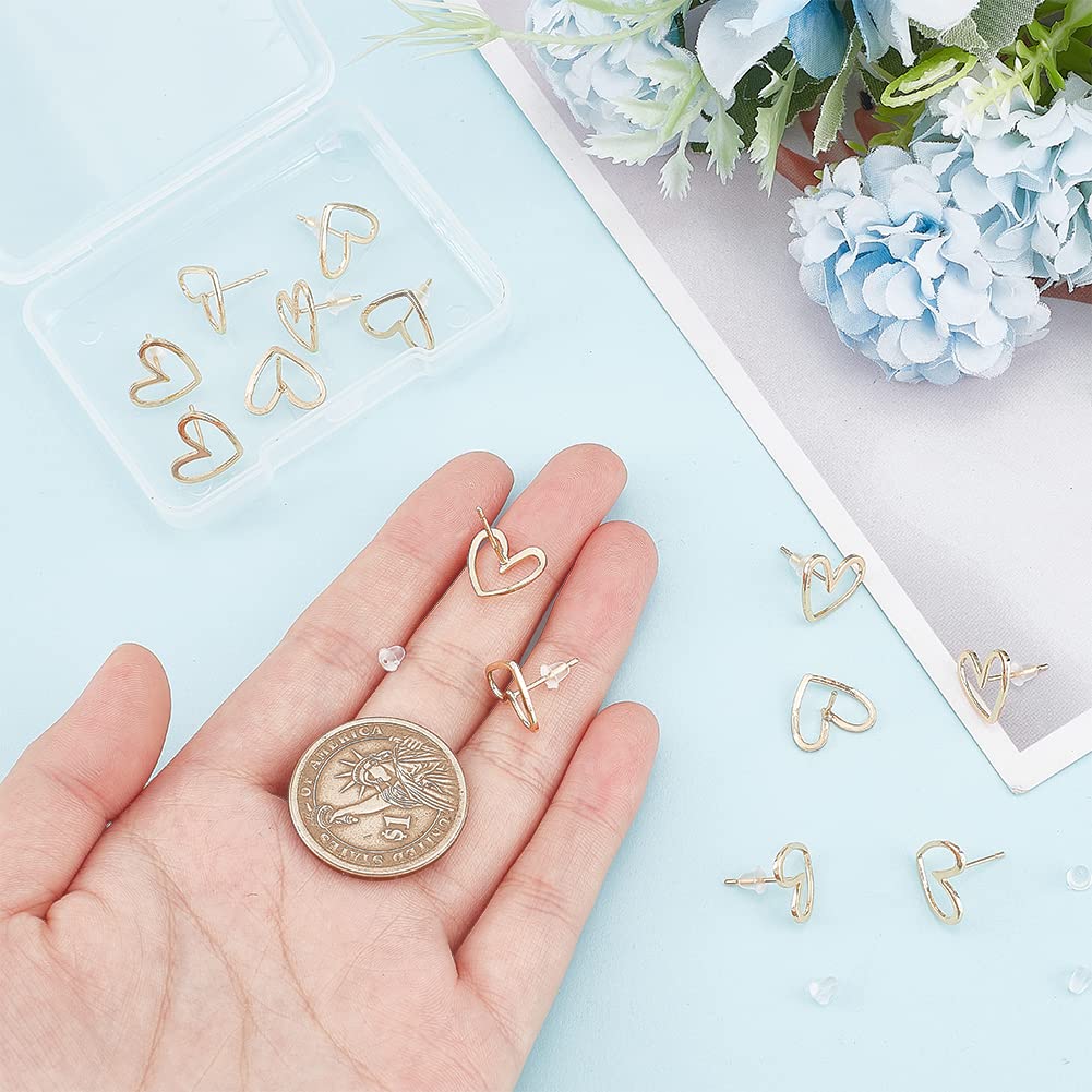 BENECREAT Clous d'oreilles cœur plaqué or 18K 16 pcs