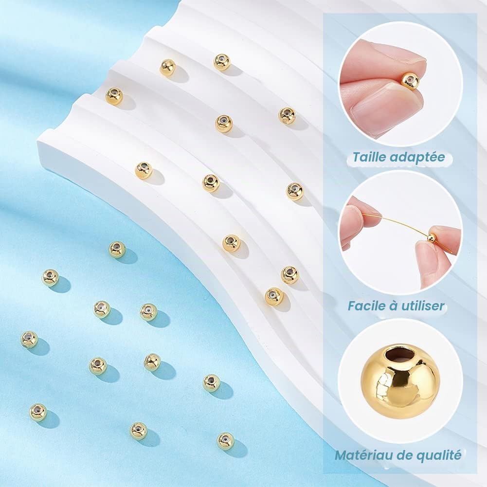 BENECREAT Perles Laiton Plaqué Or 18K 4x3mm x80 Dorées