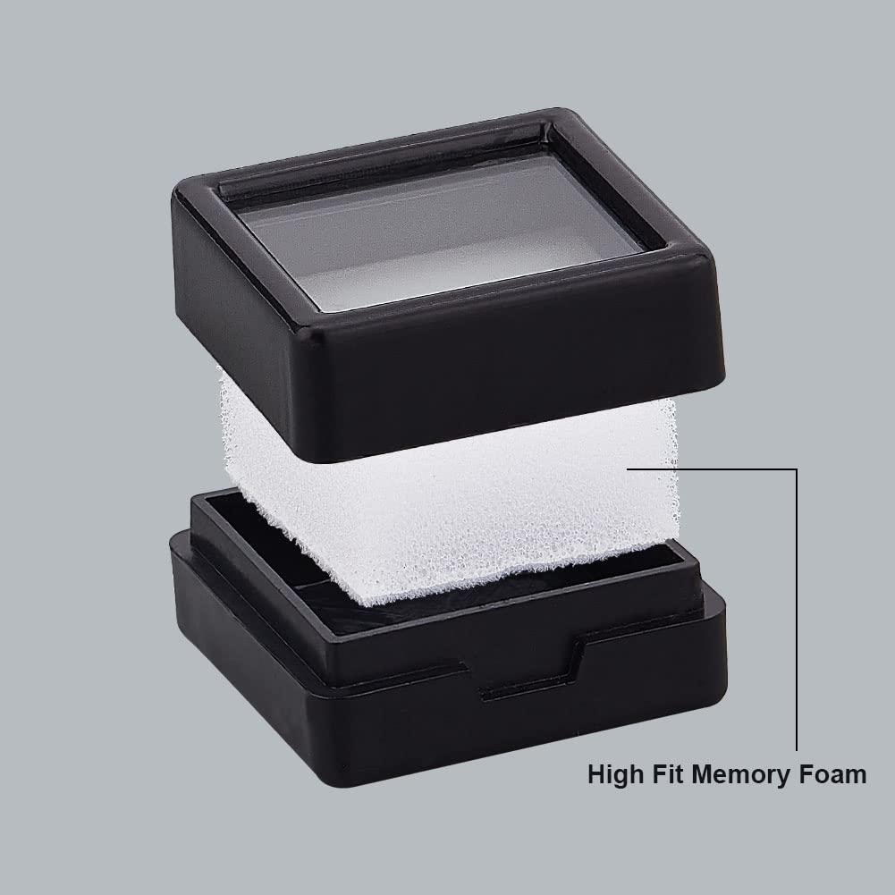 BENECREAT boîtes gemmes noires verre 2,9cm 16 pcs