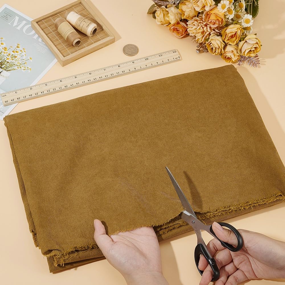BENECREAT Tissu Velours Côtelé Moutarde 1x1,5 m