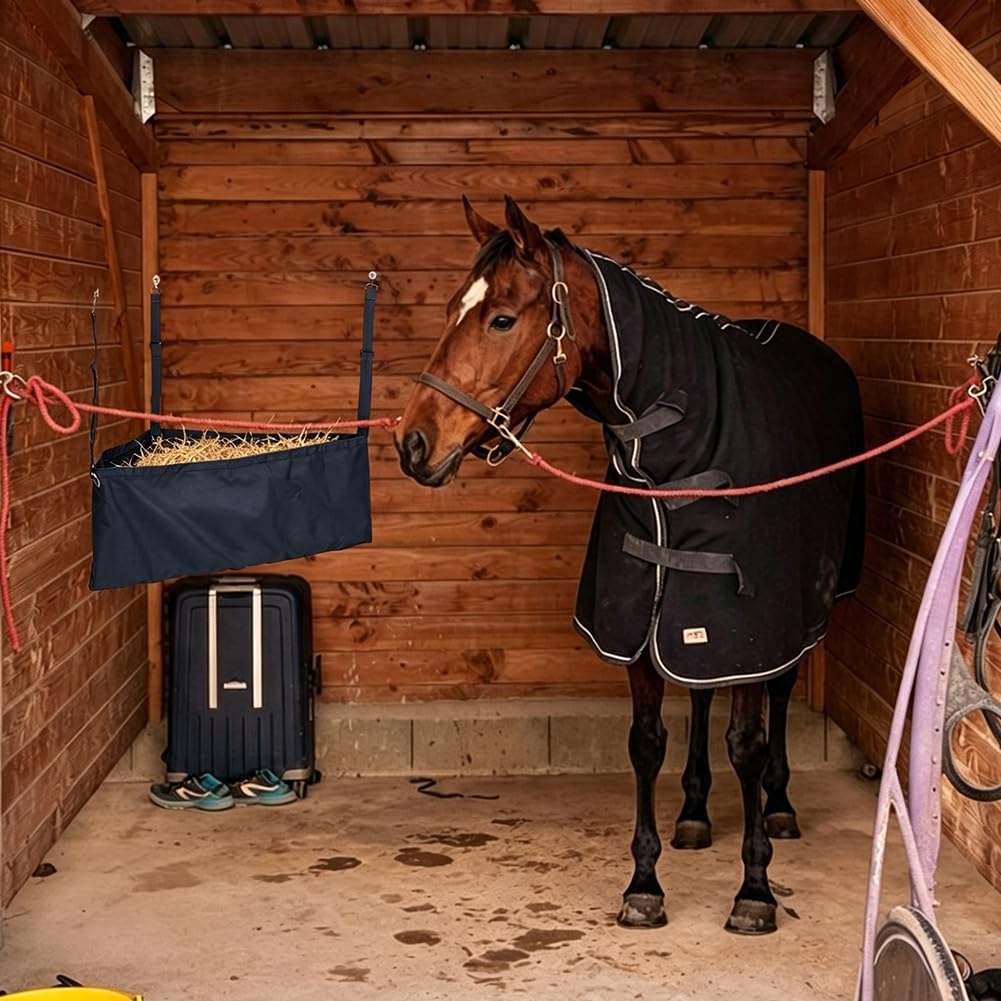BENECREAT sacs à foin angle cheval toile noire lot 2