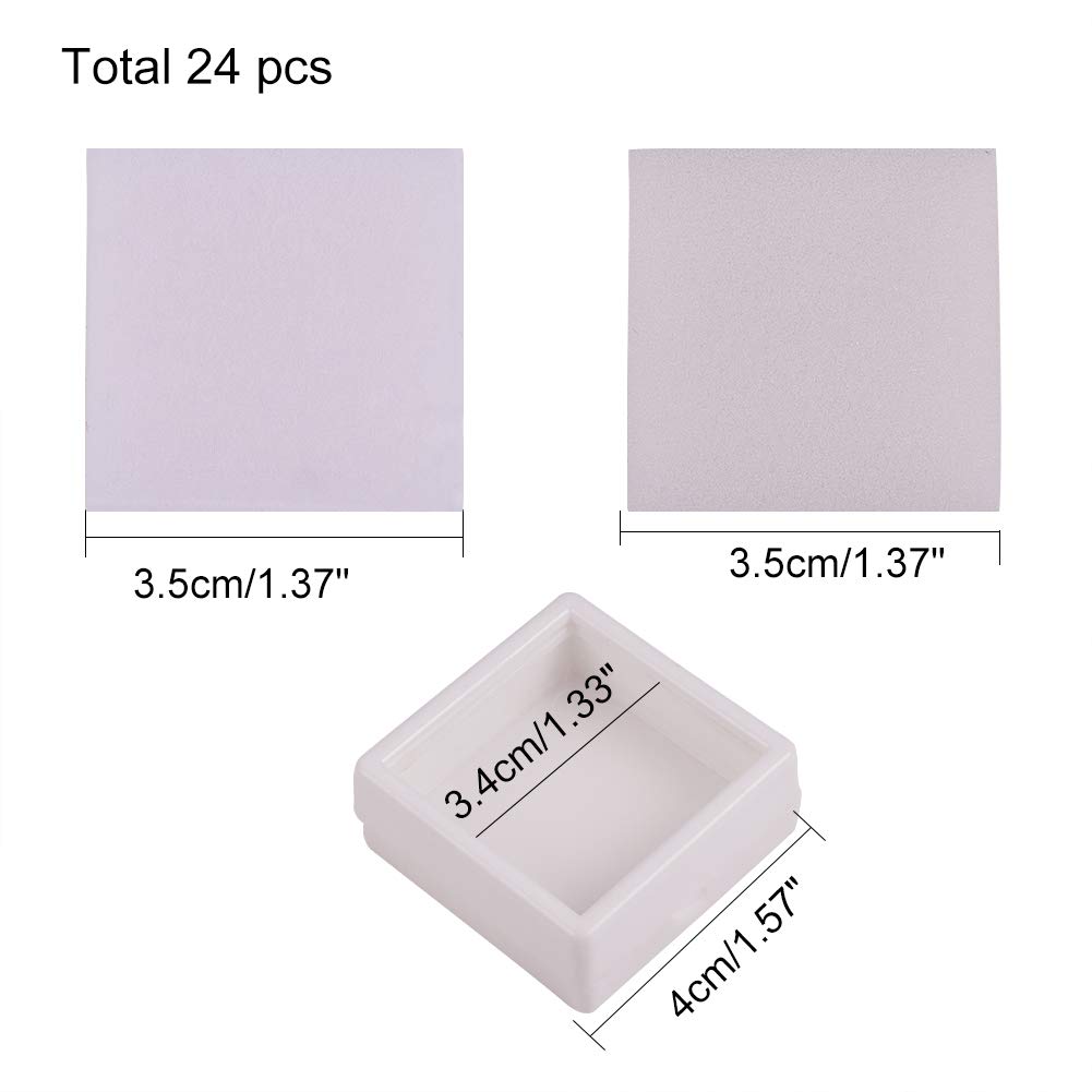 BENECREAT boîte bijoux blanc 4x4x1,5cm lot 24 velours