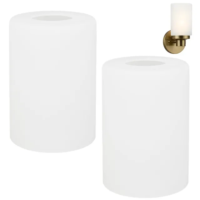 BENECREAT Abat-jour Verre Blanc Givré 9x13cm Lot de 2 E27