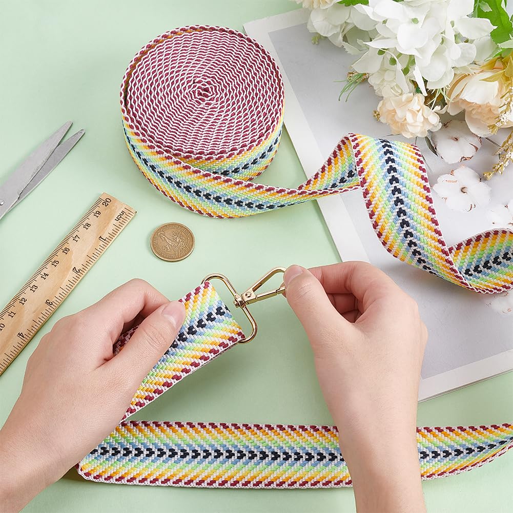 BENECREAT Sangle Coton Jacquard Flèche 38mm 4,6m Multicolore