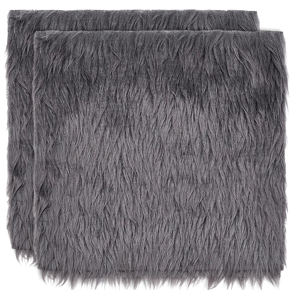 BENECREAT tissu fausse fourrure noire 25x25cm x2 douce