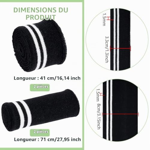 BENECREAT bord-côte tricot noir rayures 4 pièces