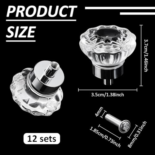 BENECREAT poignées meuble cristal rond 37 mm lot de 12