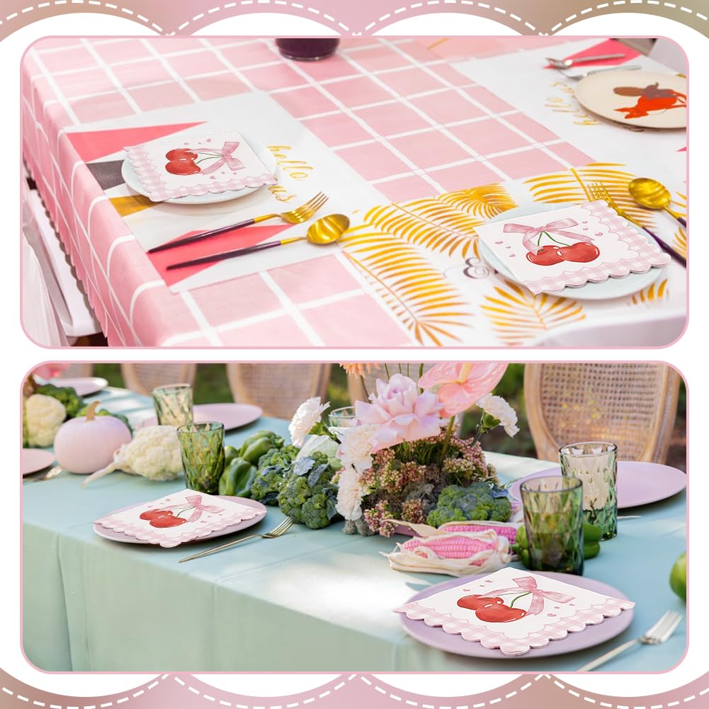 BENECREAT Serviette Table Cerises Rose 320mm Lot 80