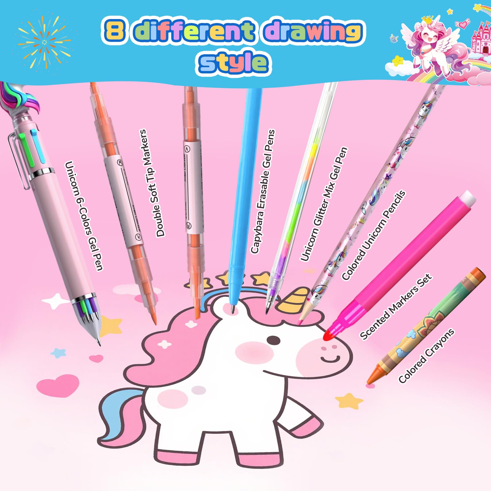 JYPS Licorne malette dessin enfant 73 pcs parfumés