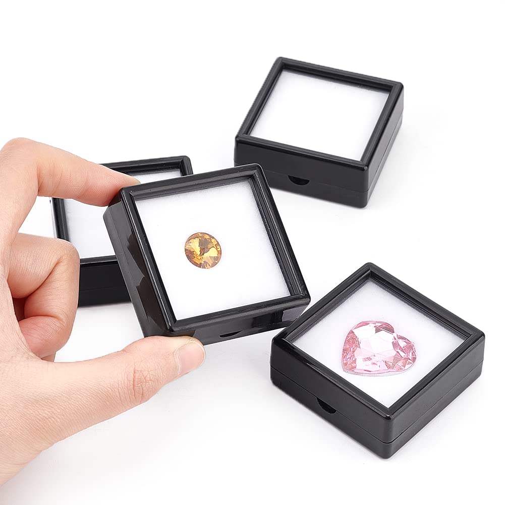 BENECREAT Boîtes Présentation Pierres 12 Pcs 5x5x2cm Noires